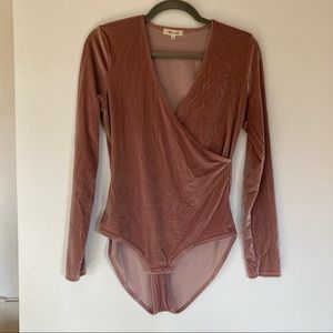 Madewell Pale Pink Velvet Bodysuit
